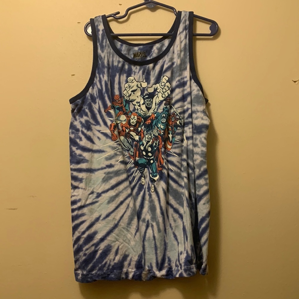 Marvel Avengers Blue Tie Dye Tank Top Size Small - Picture 1 of 4